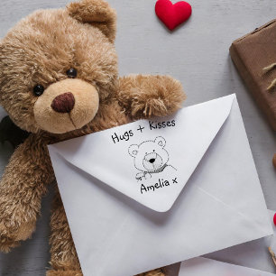 Sello De Caucho Teddy Bear abrazos y besos estampado de goma