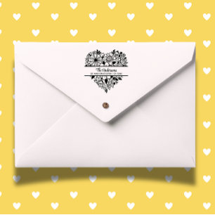 Sello De Caucho Tema del Monograma de la División Floral del Coraz