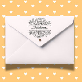 Sello De Caucho Tema del Monograma dividido de flores