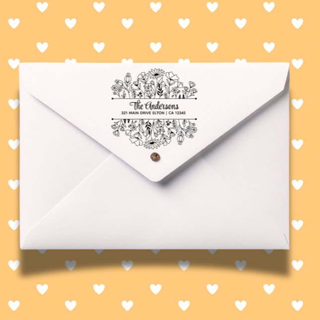 Sello De Caucho Tema del Monograma dividido de flores (Personalize your crafts with a floral split monogram rubber stamp.)