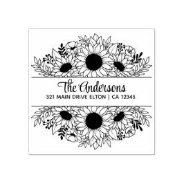 Sello De Caucho Tema del Monograma Dividido de girasoles