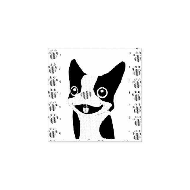 Sello De Caucho Terrier de Boston (Impresión)