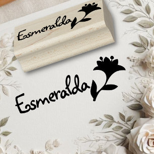 Sello De Caucho Texto de nombre personalizado del símbolo de flor 