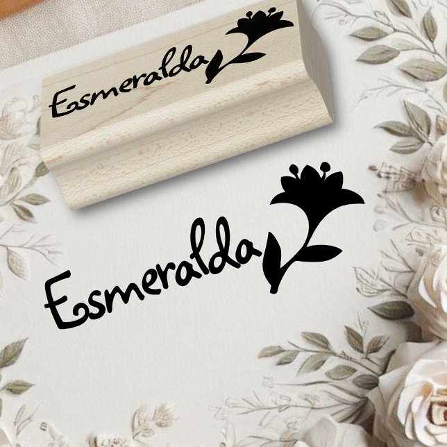 Sello De Caucho Texto de nombre personalizado del símbolo de flor  (Subido por el creador)