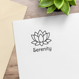 Sello De Caucho Texto de Personalizado de flor de Lotus 1x1