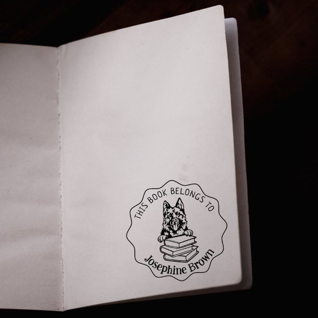 Sello De Caucho This Book Belongs To, Cute German Shepherd (Subido por el creador)