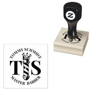 Sello De Caucho Tienda de peinado de barbero Rey Corona Poste de p