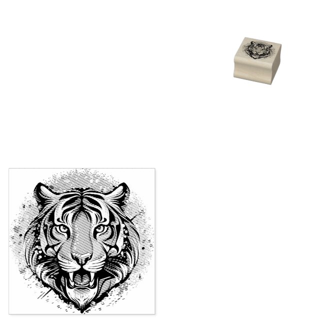 Sello De Caucho Tiger Head Rainbow colors paint stains (Sellado)