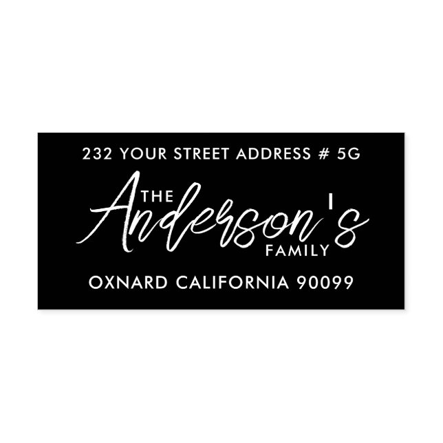 Sello De Caucho Tipografía Blanca Moderna Sobre El Negro (Impresión)