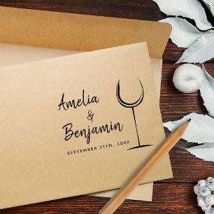 Sello De Caucho Tipografía de copa de vino moderna Nombre de la pa