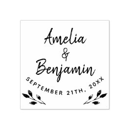 Sello De Caucho Tipografía de pelucas rústicas Boda de nombres de