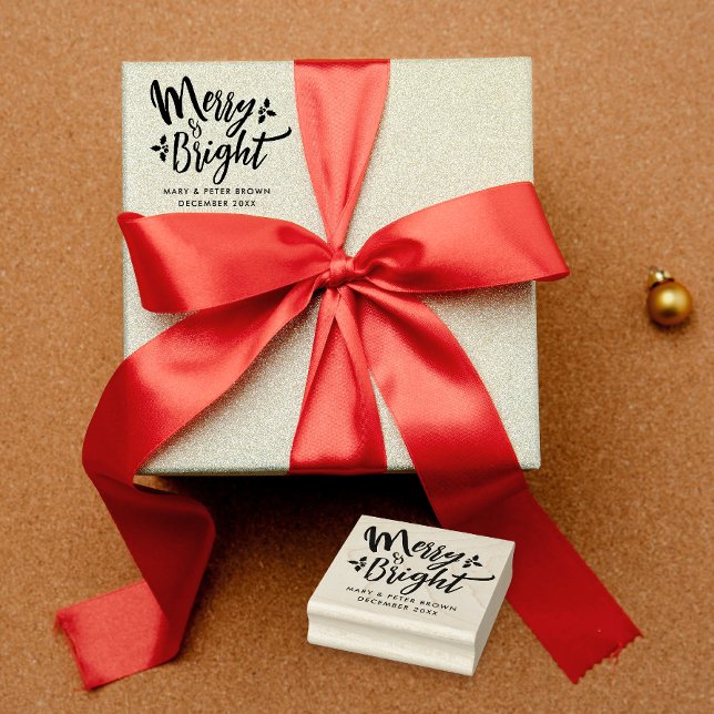 Sello De Caucho Tipografía Retro Cute Merry Y Navidades Brillantes (Subido por el creador)