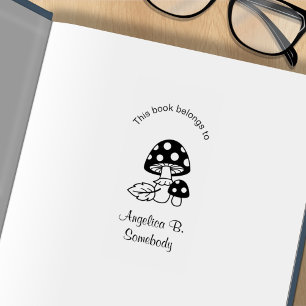 Sello De Caucho Toadstool Mushrooms Bookplate