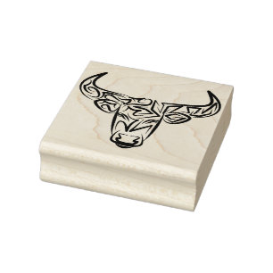 Sello De Caucho Toro tribal negro y blanco/Ox