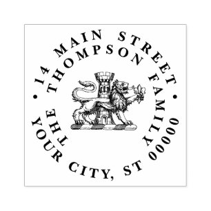 Sello De Caucho Torre del León Emblema de la Cresta de la Flor de 