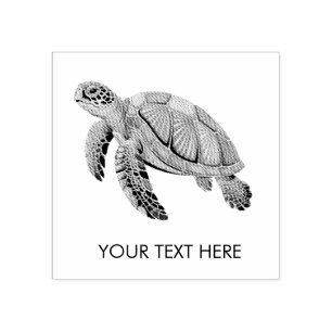 Sello De Caucho Tortuga marina náutica oceánica de verano moderna
