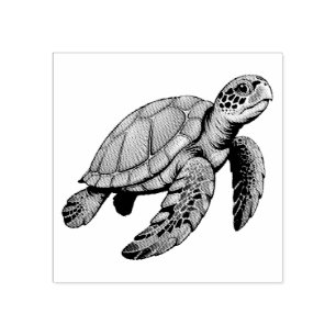 Sello De Caucho Tortuga marina veraniega moderna y trendy océano n
