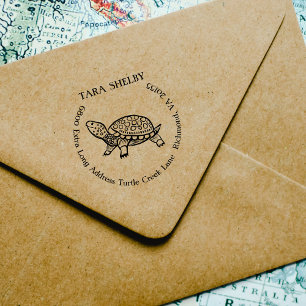 Sello De Caucho Tortuga personalizada extra larga dirección de dev