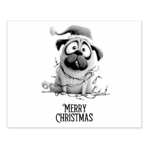 Sello De Caucho Travieso cachorro de Navidad