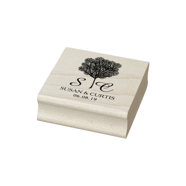Sello De Caucho Tree Rustic Rubber Stamp Wedding Monogram (Sello)