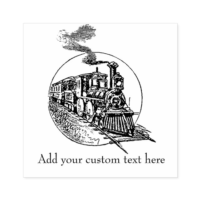 Sello De Caucho Tren de locomotora con motor de vapor de vapor de  (Impresión)