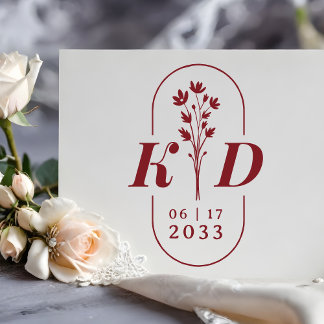 Sello De Caucho Trendy Arch Chic Wedding Wildflowers Initials 