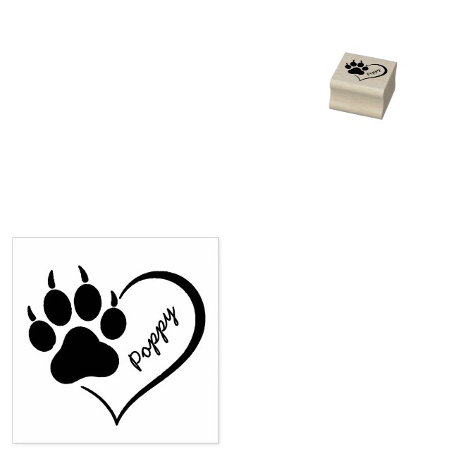 Sello De Caucho Trendy Personalized Cat Pet Paw Heart Print        (Sellado)