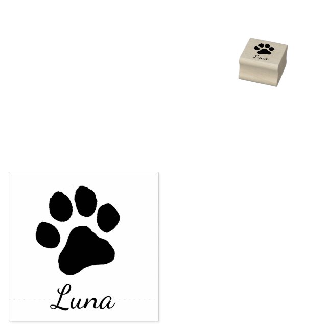 Sello De Caucho Trendy Personalized Dog Pet Paw Print Cute        (Sellado)