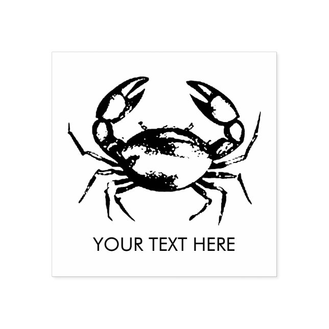 Sello De Caucho Trendy Summer Seafood Crab Nautical Personalized   (Impresión)