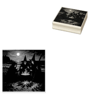 Sello De Caucho Tres brujas producen Cauldron Full Moon Beach