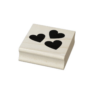 Sello De Caucho Tres corazones sólidos clásicos de corte Minimalis