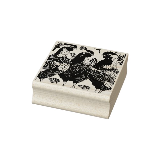 Sello De Caucho Tres esténcil de corte de gallinas francesas (Sello)