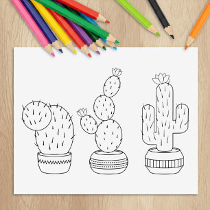 Sello De Caucho Trío de Cactus para Niños y Manualidades para Colo