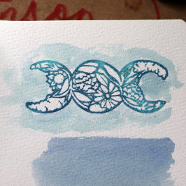 Sello De Caucho Triple símbolo de la luna Bloom Jardín