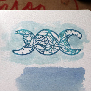 Sello De Caucho Triple símbolo de la luna Bloom Jardín