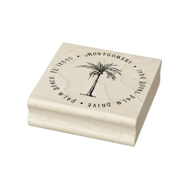 Sello De Caucho Tropical Palm Tree Personalized Return Address (Sello)