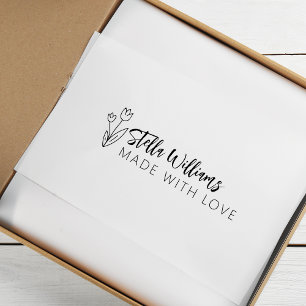 Sello De Caucho Tulipán Gráfico Hecho Con Amor