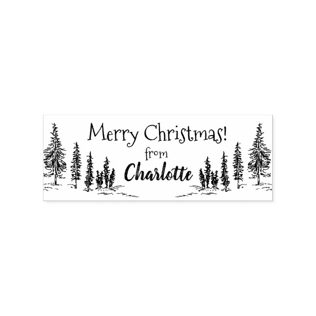 Sello De Caucho Tus propios pinos rústicos vírgenes Feliz Navidad (Impresión)