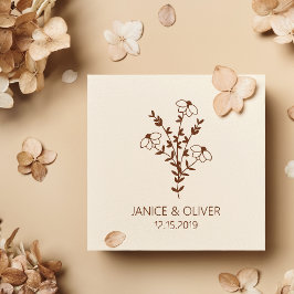 Sello De Caucho Twigs and Flowers Monogrammed Modern & Minimalist