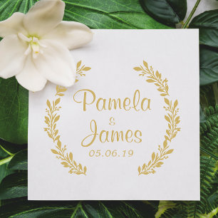 Sello De Caucho Twigs bodas con diseño de hojas pequeñas