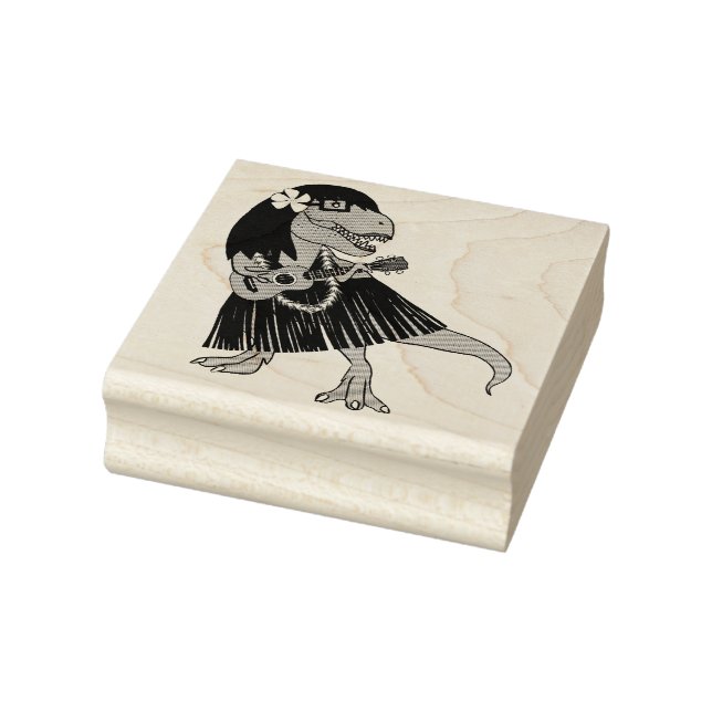 Sello De Caucho Ukulele hawaiano de dinosaurio (Sello)