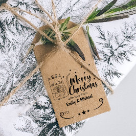 Sello De Caucho Un gato lindo Feliz Navidad con amor, pareja