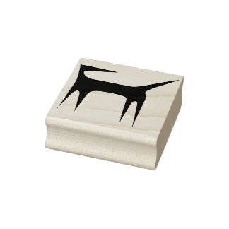 Sello De Caucho Un perro abstracto Wood Art Stamp