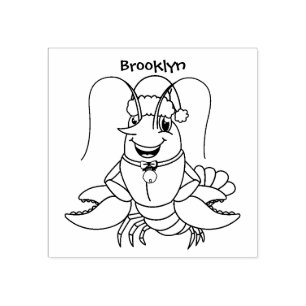 Sello De Caucho Una alegre langosta con Navidades gorra personaliz