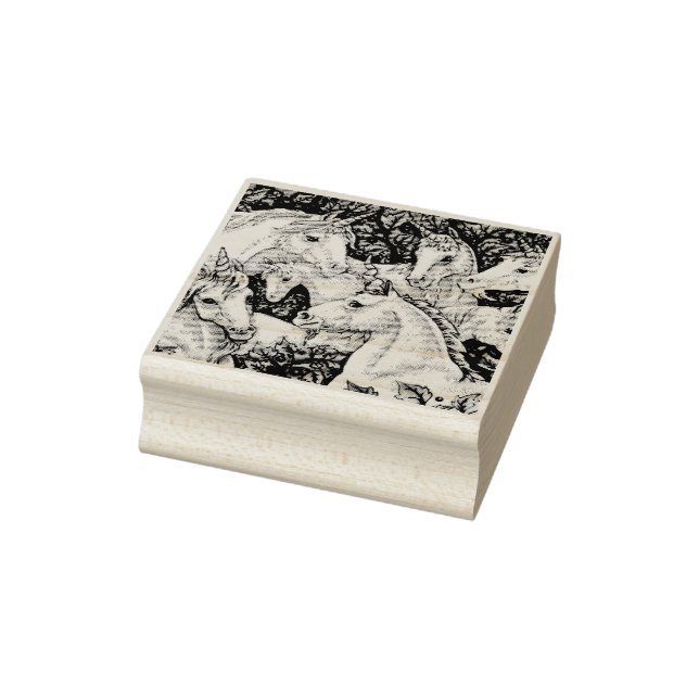 Sello De Caucho UNICORN HERD, HORSE FANTASY RUBBER STAMP *Cierre (Sello)