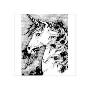 SELLO DE CAUCHO UNICORN & VIOLETS, FANTASY HORSE RUBBER STAMPING