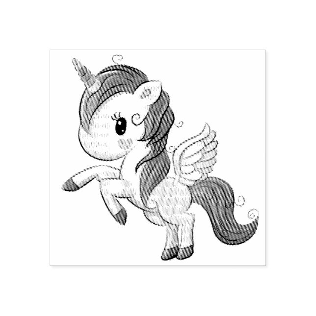 Sello De Caucho Unicornio bonito (Impresión)