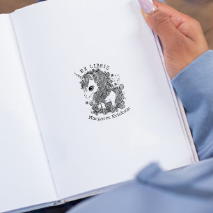 Sello De Caucho Unicornio Vintage, Ex Libris Personalizado de Fant