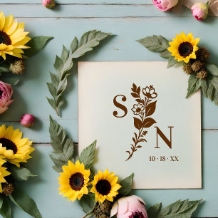 Sello De Caucho User Lavish Romantic Flower Deluxe Wedding Initial