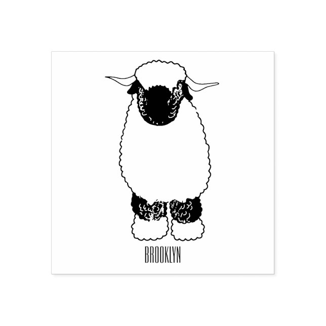 Sello De Caucho Valais Blacknose ilustracion personalizado ovino (Impresión)